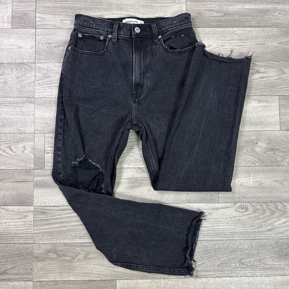 Abercrombie & Fitch The Ankle Straight Ultra High Rise Jeans Black sz 27/4 Short